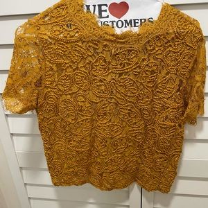 Mustard lace Zara shirt